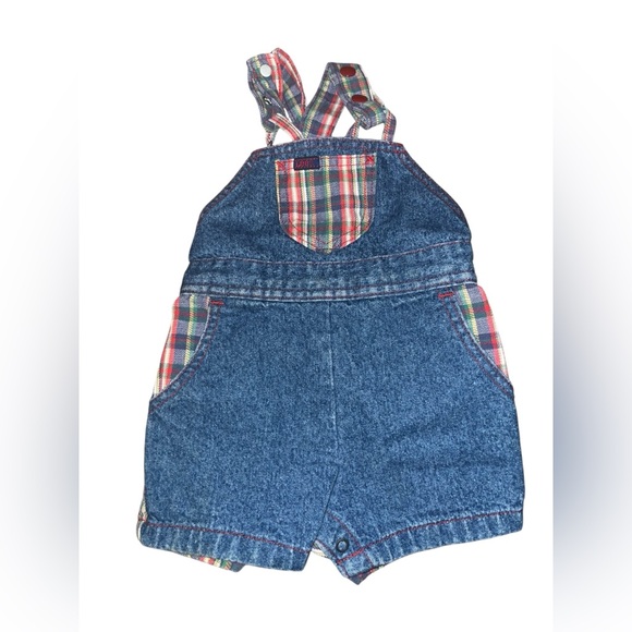 Vintage‎ Lee Jeans Denim Overall Shorts Infant Toddler 18M - Picture 1 of 4